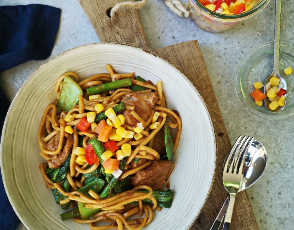 udon noodles met biefstuk