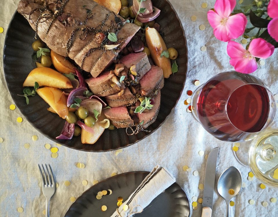 Rosbief met kweeperen